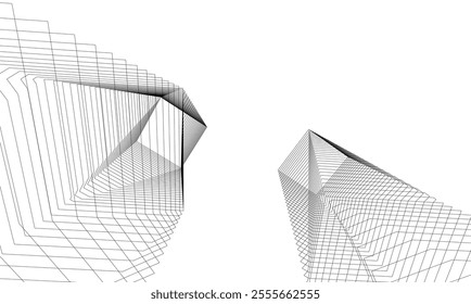 Architectural 3d illustration of a building. Vector drawing