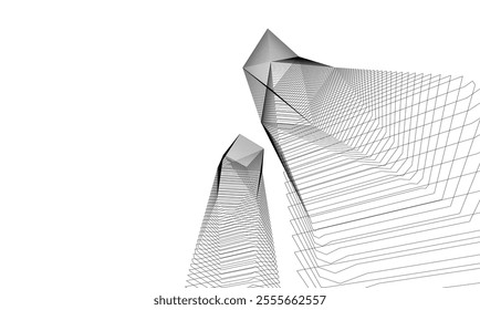 Architectural 3d illustration of a building. Vector drawing