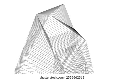 Architectural 3d illustration of a building. Vector drawing