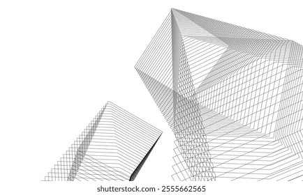 Architectural 3d illustration of a building. Vector drawing