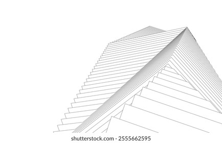 Architectural 3d illustration of a building. Vector drawing