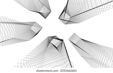Architectural 3d illustration of a building. Vector drawing