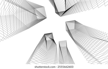 Architectural 3d illustration of a building. Vector drawing