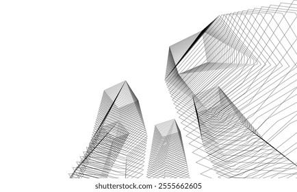Architectural 3d illustration of a building. Vector drawing