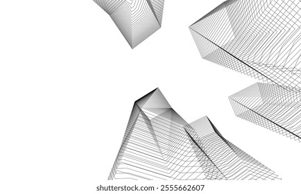 Architectural 3d illustration of a building. Vector drawing
