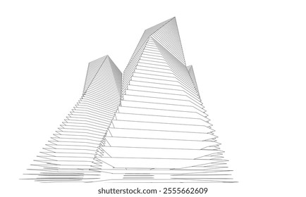 Architectural 3d illustration of a building. Vector drawing