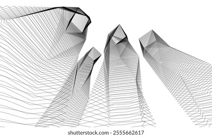 Architectural 3d illustration of a building. Vector drawing