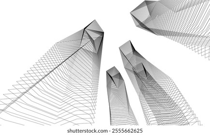 Architectural 3d illustration of a building. Vector drawing