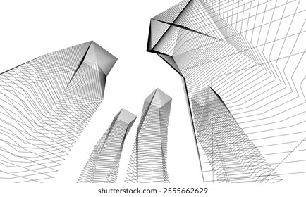 Architectural 3d illustration of a building. Vector drawing