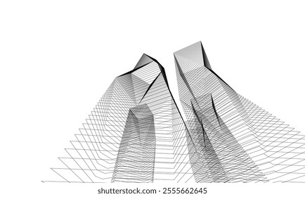 Architectural 3d illustration of a building. Vector drawing