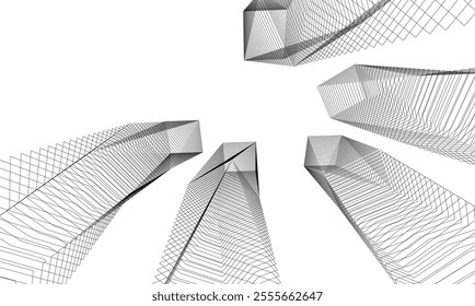 Architectural 3d illustration of a building. Vector drawing