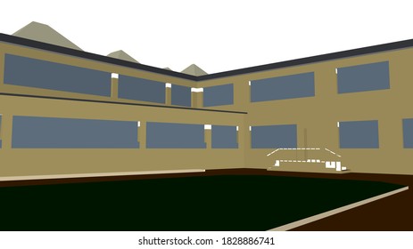 
modelo arquitectónico 3d de gráficos escolares