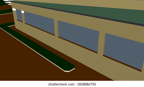 
3D-Modell der Architektur von Schulgebäuden