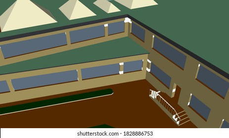 
architectural 3d model of school house graphics