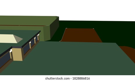 
3D-Modell der Architektur von Schulgebäuden