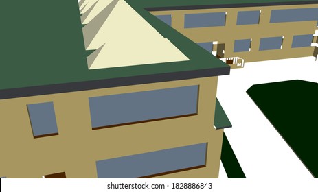 
modelo arquitectónico 3d de gráficos escolares