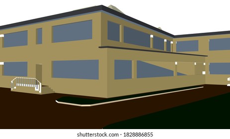 
architectural 3d model of school house graphics