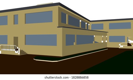 
architectural 3d model of school house graphics