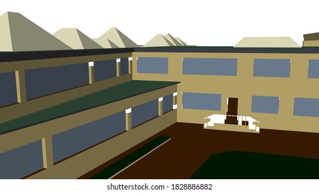 
modelo arquitectónico 3d de gráficos escolares