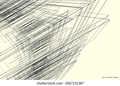 architectural abstract pattern of rectangles and lines. soft yellow background	