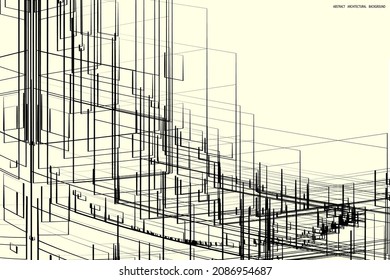 architectural abstract pattern of rectangles and lines. soft yellow background	