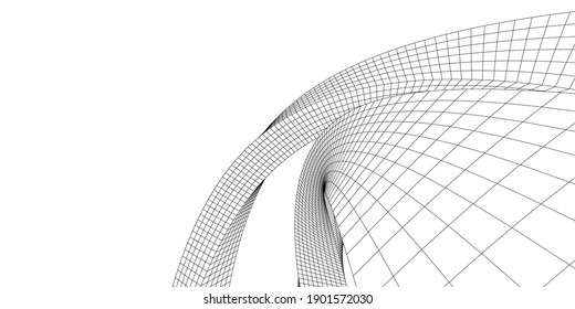 Architectural abstract shapes, Abstract architecture arch 3d illustration.