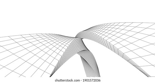Architectural abstract shapes, Abstract architecture arch 3d illustration.