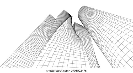 Architectural abstract shapes, Abstract architecture arch 3d illustration.