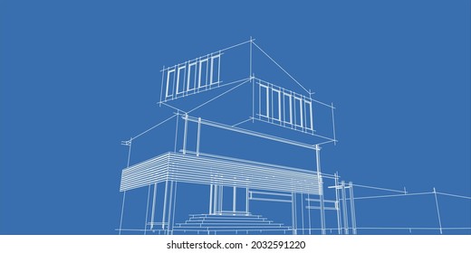 Architectural abstract shapes, Abstract architecture arch 3d illustration.