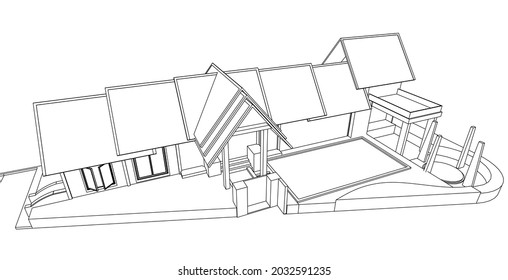 Architectural abstract shapes, Abstract architecture arch 3d illustration.