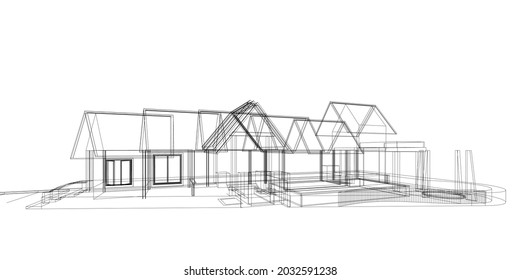 Architectural abstract shapes, Abstract architecture arch 3d illustration.