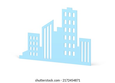 Architectural apartment metropolis real estate tower skyscrapers building exterior realistic 3d icon vector illustration. Cityscape office urban facade downtown neighborhood street landmark silhouette