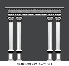 Architectural arch isolated on gray background