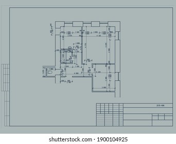Architectural author's design of the layout of a two-room apartment, bluprint. Vector.