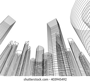 Architecture Building 3d Concept Sketch Gray Stock Illustration 1611745396