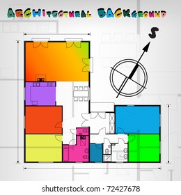 architectural background with abstract compass. EPS10