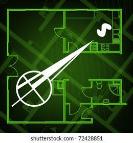 architectural background with abstract compass. EPS10