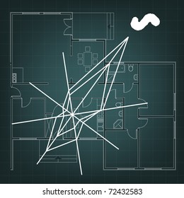 architectural background with abstract compass. EPS10