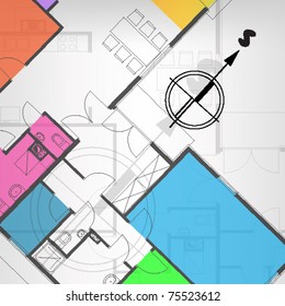 architectural background with abstract compass. EPS10