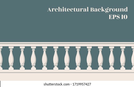 Architectural background with balustrade. The enclosure of the balcony or veranda. Architectural part of the order. Vector EPS10 svg