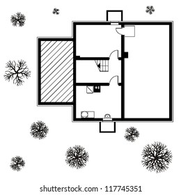 architectural background. blueprint of house