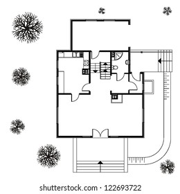 architectural background. blueprint of house