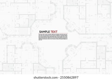 Architectural background. Building construct plan. Interior design sketch draw. Home floor architect pattern. Office reconstruction project. Abstract technology illustration. Vector blueprint.