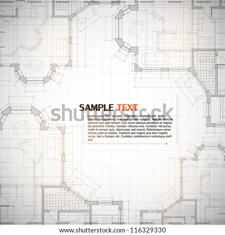 Architectural background. Building construct plan. Interior design sketch draw. Home floor architect pattern. Office reconstruction project. Abstract technology illustration. Vector blueprint.