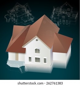 Architectural background with a building model. Vector illustration