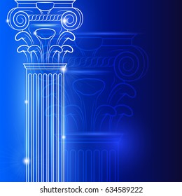 Architectural background, column, blue tones