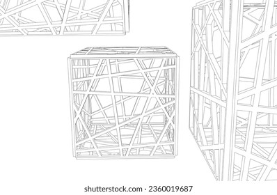 Architectural background. Cube lattice construction