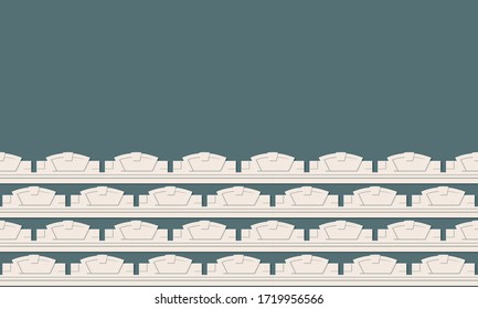 Architectural background with decorative belt with architectural details. Decoration of the wall fragment. Vector EPS10