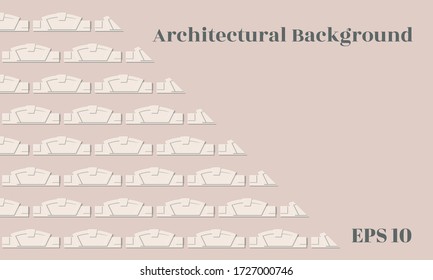 Architectural background with decorative belt with architectural details. Decoration of the wall fragment. Vector EPS10