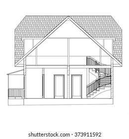 Architectural background. Incision house. Vector illustration.
